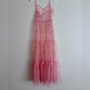 Pink and Gold Star Mesh Dress